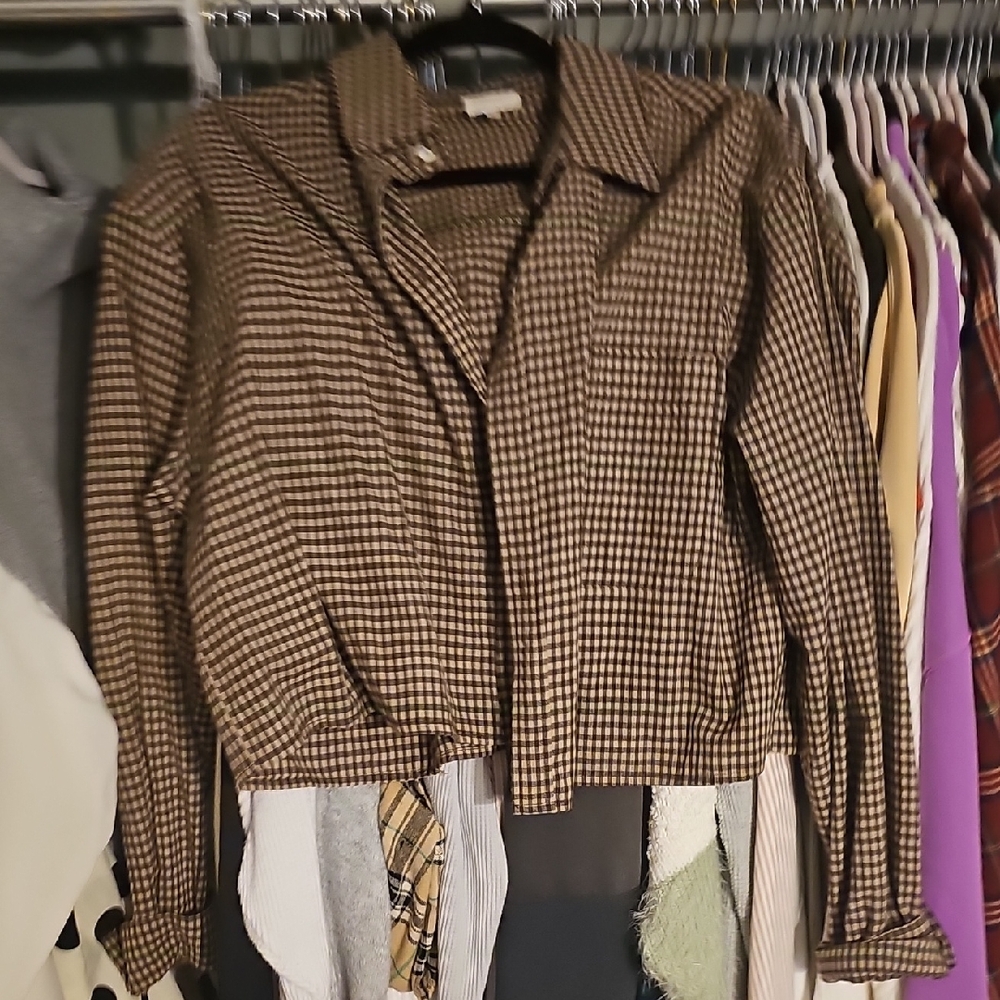 Women's Brown Checkered Jacket